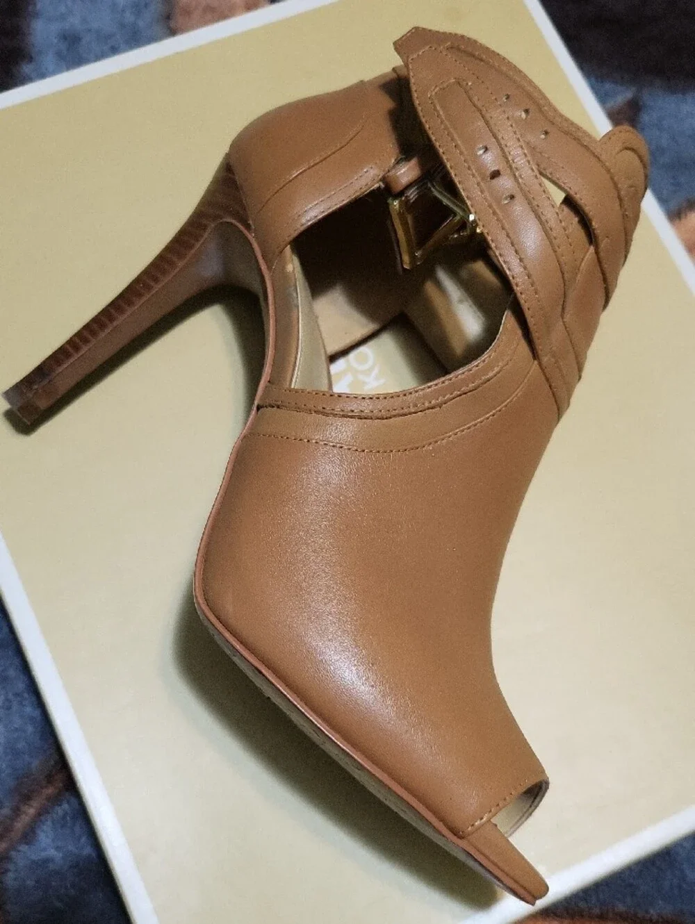 Michael Kors Cognac Leather Strappy Stiletto Heel